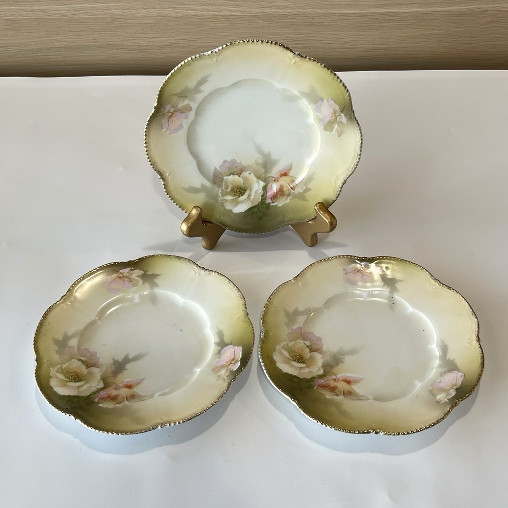 Antique Reinhold Schlegemilch RS Germany Porcelain Dessert Plates Hand Painted